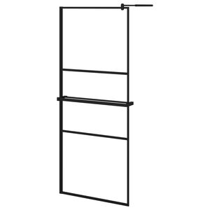 vidaXL fekete ESG &uuml;veg &eacute;s alum&iacute;nium zuhanyfal polccal 80 x 195 cm