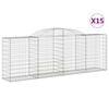 vidaXL 15 db íves horganyzott vas gabion kosár 300 x 50 x 100/120 cm