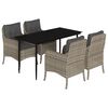 vidaXL 5r&eacute;szes vil&aacute;gossz&uuml;rke polyrattan kerti &eacute;tkezőgarnit&uacute;ra p&aacute;rn&aacute;val