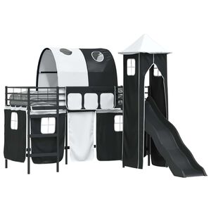 vidaXL Gyerekek Loft &Aacute;gykerete Fekete 74,5 x 190 cm F&eacute;m