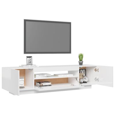 vidaXL magasfényű fehér TV-szekrény LED-lámpákkal 160 x 35 x 40 cm