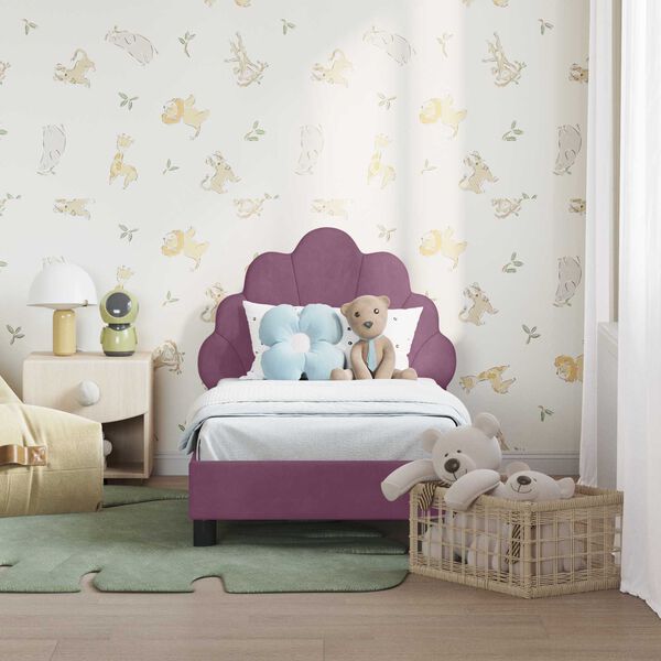 vidaXL Gyerek&aacute;gy keret fejt&aacute;ml&aacute;val Lila 70 x 140 cm B&aacute;rsony