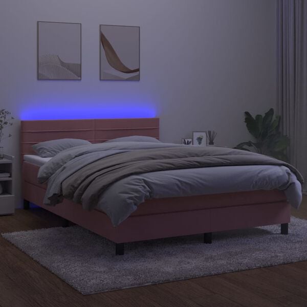 vidaXL r&oacute;zsasz&iacute;n b&aacute;rsony rug&oacute;s &eacute;s LED-es &aacute;gy matraccal 140x190 cm