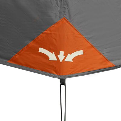 vidaXL 9 személyes szürke-narancs gyorskioldó LED-es családi sátor