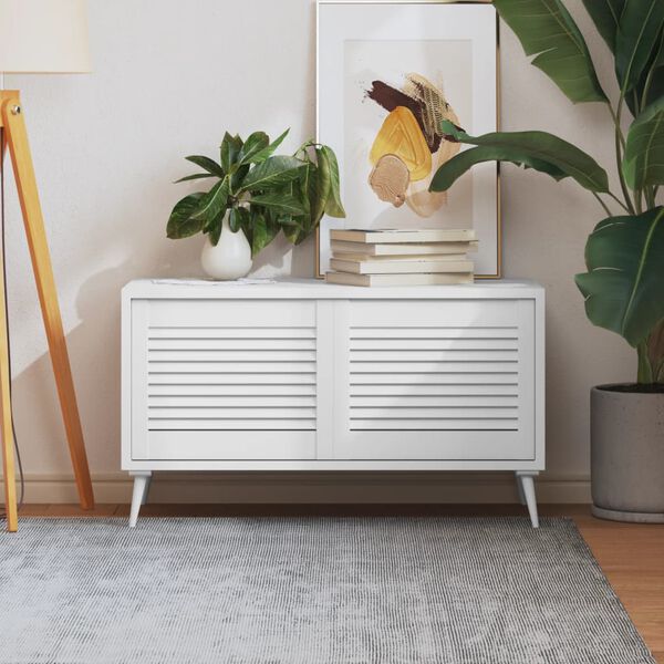 vidaXL 2 db fehér tömör fenyőfa lamellás szekrényajtó 39,5 x 49,4 cm