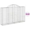 vidaXL 10 db &iacute;ves horganyzott vas gabion kos&aacute;r 200x30x120/140 cm