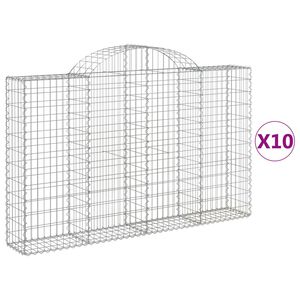 vidaXL 10 db &iacute;ves horganyzott vas gabion kos&aacute;r 200x30x120/140 cm