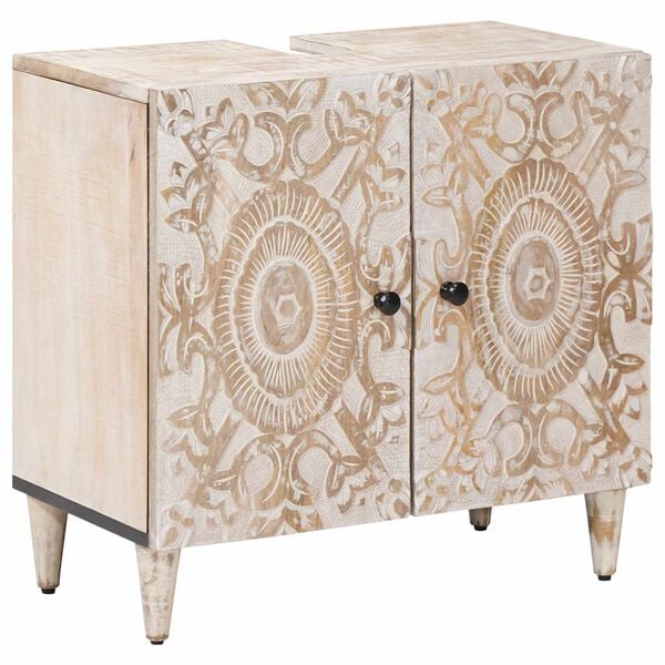 vidaXL F&uuml;rdőszobai mosd&oacute;szekr&eacute;ny Feh&eacute;r 62 x 33 x 58 cm T&ouml;m&ouml;r Mang&oacute;f&aacute;t