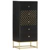 vidaXL fekete &eacute;s aranysz&iacute;nű t&ouml;m&ouml;r mang&oacute;fa fi&oacute;kos szekr&eacute;ny 45x30x105 cm