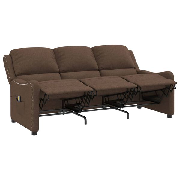 vidaXL 3 személyes barna szövet dönthető masszázsfotel