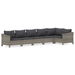 vidaXL 6 r&eacute;szes sz&uuml;rke polyrattan kerti &uuml;lőgarnit&uacute;ra p&aacute;rn&aacute;kkal