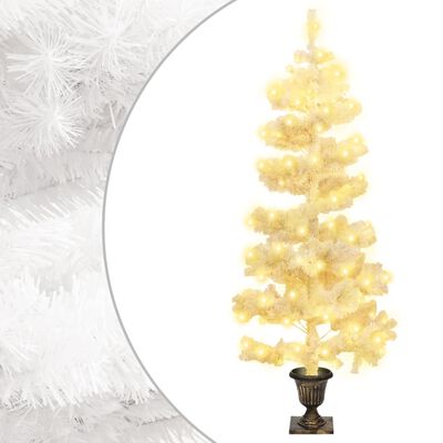 vidaXL fehér PVC kivilágított kacskaringós karácsonyfa kaspóval 120 cm
