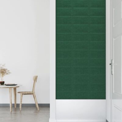 vidaXL 12 db sötétzöld szövet fali panel 30 x 15 cm 0,54 m²
