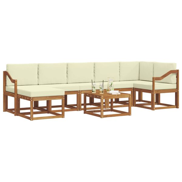 vidaXL K&uuml;lt&eacute;ri kanap&eacute; szett p&aacute;rn&aacute;val 8 pcs Term&eacute;szetes &eacute;s kr&eacute;msz&iacute;nű