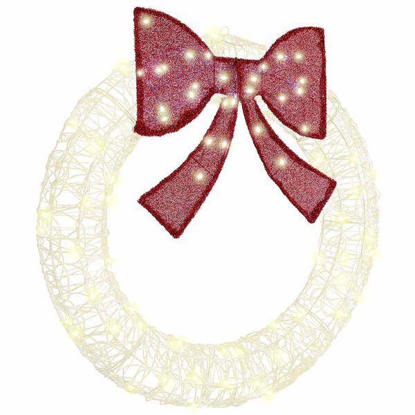 vidaXL Koszor&uacute; 80 LED-del Meleg feh&eacute;r 92 x 92 x 9,5 cm Akril