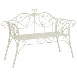 vidaXL Kerti pad 2-&Uuml;lőhelyek sz&aacute;ma 130 x 47 x 90 cm Ac&eacute;l Antik feh&eacute;r