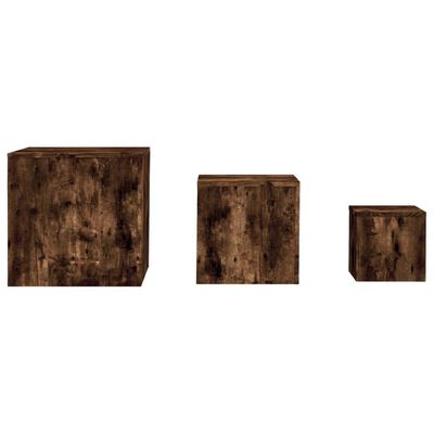 vidaXL 3 db füstös tölgy szerelt fa kisasztal