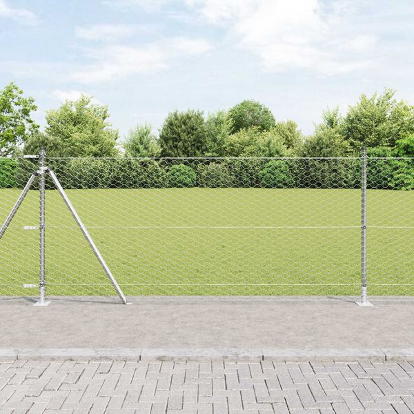 vidaXL Kerítés oszlopokkal Ezüst 1 x 10 m PVC-bevonatos acél