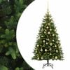 vidaXL Műfenyő g&ouml;mb&ouml;kkel 120 cm 150 LED Meleg feh&eacute;r PVC &eacute;s f&eacute;m Z&ouml;ld
