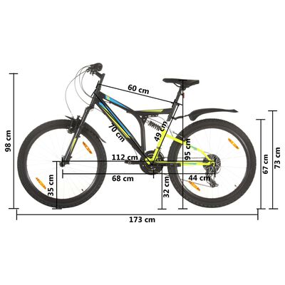 vidaXL 21 sebességes fekete mountain bike 26 hüvelykes kerékkel 49 cm