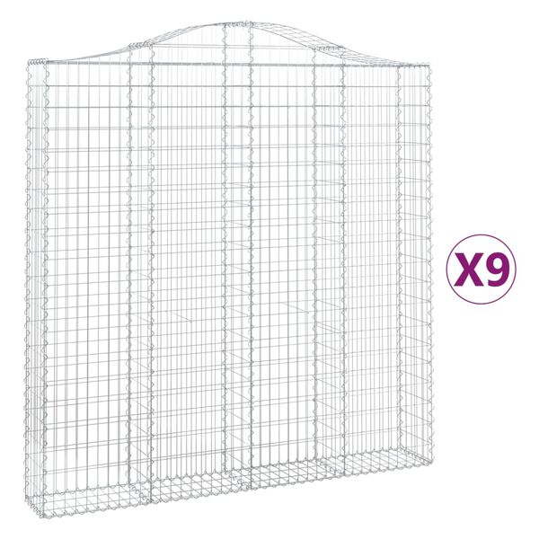 vidaXL 9 db &iacute;ves horganyzott vas gabion kos&aacute;r 200x30x200/220 cm