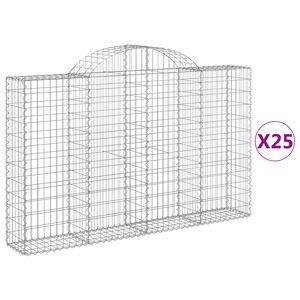 vidaXL 25 db &iacute;ves horganyzott vas gabion kos&aacute;r 200x30x120/140 cm