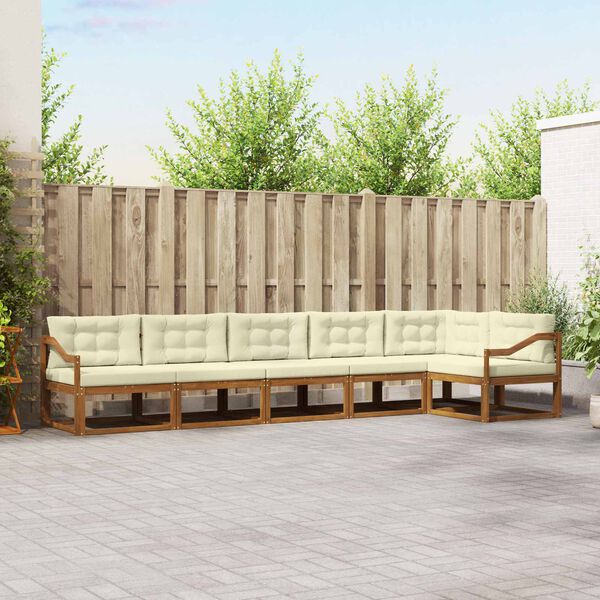 vidaXL K&uuml;lt&eacute;ri kanap&eacute; szett p&aacute;rn&aacute;val 6 pcs Term&eacute;szetes &eacute;s kr&eacute;msz&iacute;nű