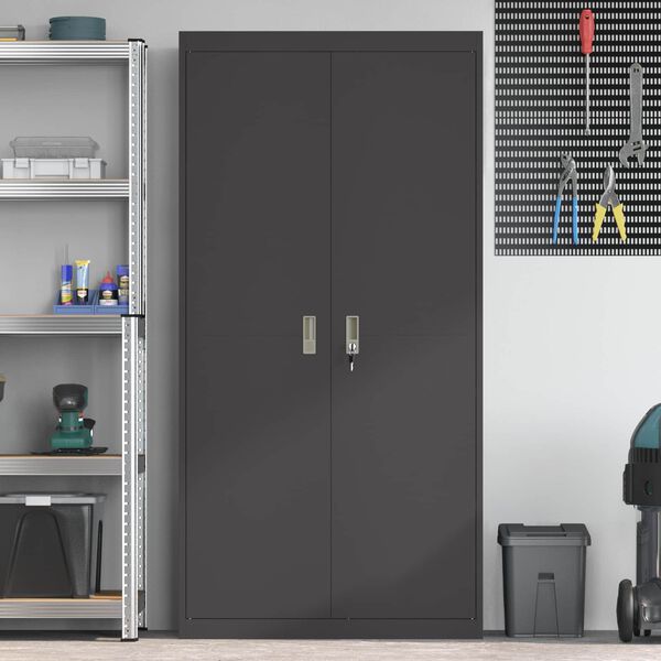 vidaXL T&aacute;rol&oacute;szekr&eacute;ny t&aacute;rol&oacute;val 2 pcs Fekete 90 x 40 x 180 cm