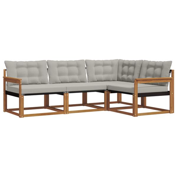 vidaXL K&uuml;lt&eacute;ri kanap&eacute; szett 4 pcs Term&eacute;szetes &eacute;s Vil&aacute;gossz&uuml;rke