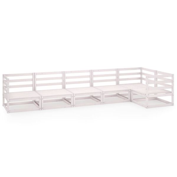 vidaXL 6 r&eacute;szes feh&eacute;r t&ouml;m&ouml;r fenyőfa kerti &uuml;lőgarnit&uacute;ra