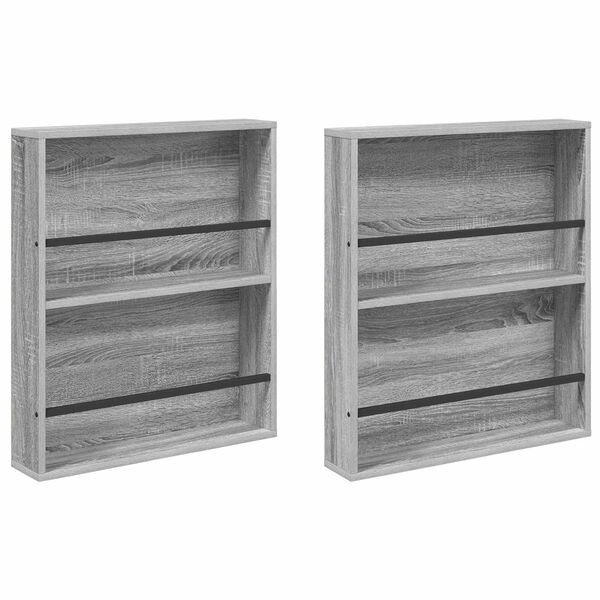 vidaXL Magazin &aacute;llv&aacute;ny 2 pcs Sz&uuml;rke Sonoma 60 x 12 x 70 cm Faanyag