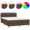 vidaXL barna sz&ouml;vet rug&oacute;s &eacute;s LED-es &aacute;gy matraccal 140x200 cm