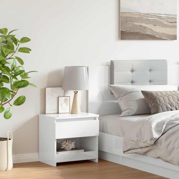 vidaXL magasf&eacute;nyű feh&eacute;r szerelt fa &eacute;jjeliszekr&eacute;ny 40 x 30 x 39 cm