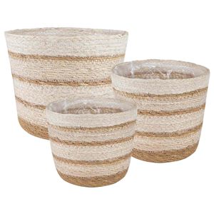 vidaXL 3 db Term&eacute;szetes, Feh&eacute;r &eacute;s B&eacute;zs &Oslash;26 x 19 cm 100% Tengeri fű