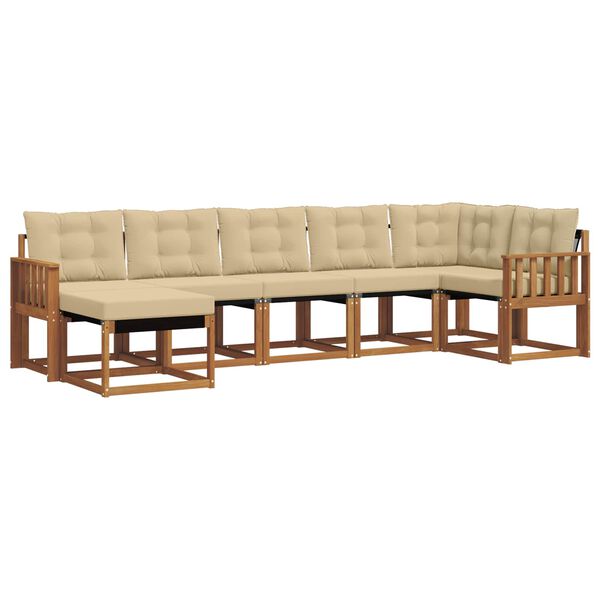 vidaXL K&uuml;lt&eacute;ri kanap&eacute; szett p&aacute;rn&aacute;val 7 pcs Term&eacute;szetes &eacute;s b&eacute;zs