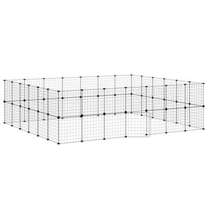 vidaXL 52 paneles fekete ac&eacute;l kis&aacute;llatketrec ajt&oacute;val 35 x 35 cm