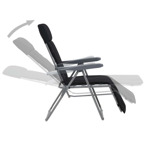 vidaXL 2 db fekete összecsukható kerti szék párnával