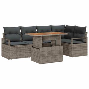 vidaXL Kert &eacute;tkező szett p&aacute;rn&aacute;val 6 pcs Sz&uuml;rke &eacute;s Barna