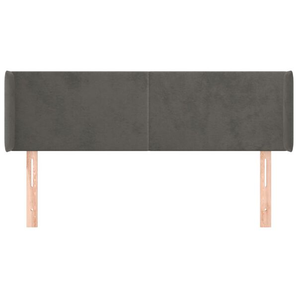 vidaXL sötétszürke bársony fejtámla szárnyakkal 147x16x78/88 cm