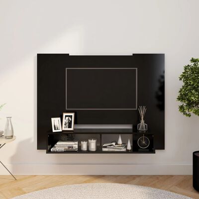 vidaXL fekete fali forgácslap TV-szekrény 120 x 23,5 x 90 cm