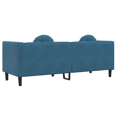 vidaXL kék bársony 3 személyes kanapé párnákkal
