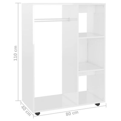 vidaXL magasfényű fehér forgácslap ruhásszekrény 80 x 40 x 110 cm