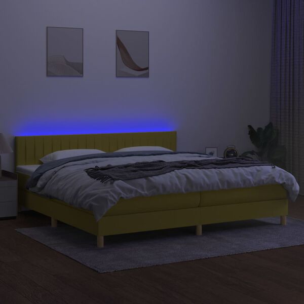 vidaXL z&ouml;ld sz&ouml;vet rug&oacute;s &eacute;s LED-es &aacute;gy matraccal 200 x 200 cm