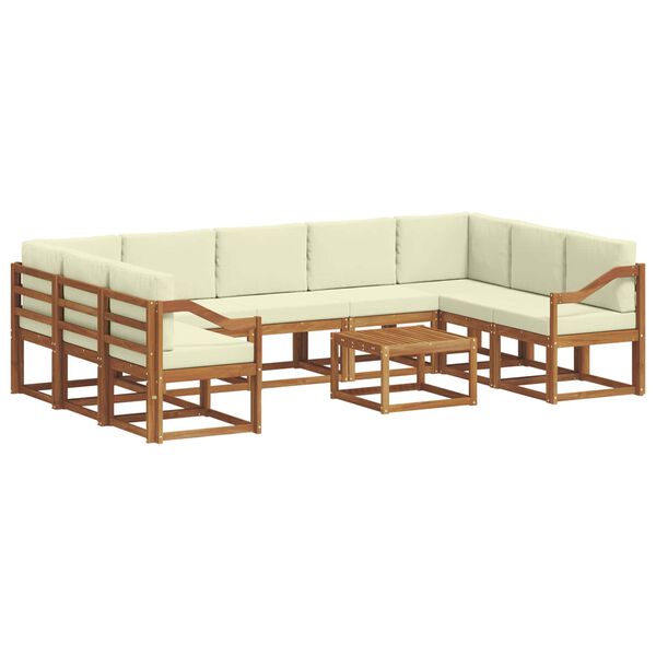 vidaXL K&uuml;lt&eacute;ri kanap&eacute; szett p&aacute;rn&aacute;val 10 pcs Term&eacute;szetes &eacute;s kr&eacute;msz&iacute;nű