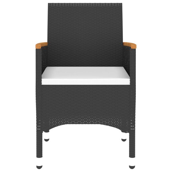 vidaXL 5 részes fekete polyrattan és edzett üveg kerti étkezőszett