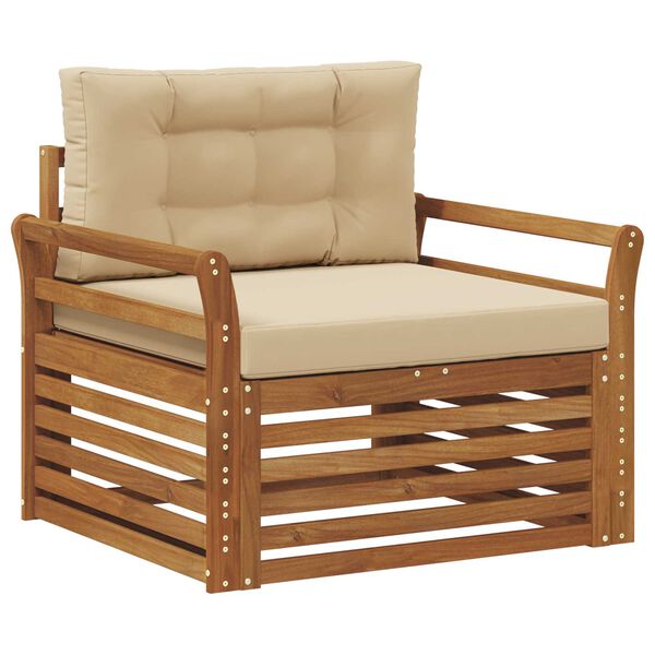 vidaXL K&uuml;lt&eacute;ri kanap&eacute; szett T&ouml;m&ouml;r ak&aacute;cfa &eacute;s poli&eacute;szter Term&eacute;szetes