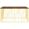 vidaXL aranyszínű rozsdamentes acél és tömör fa dohányzóasztal