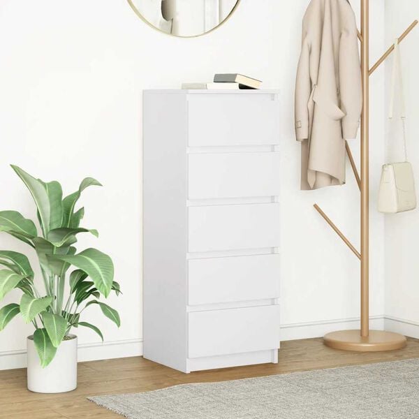 vidaXL feh&eacute;r szerelt fa t&aacute;lal&oacute;szekr&eacute;ny fi&oacute;kos 37,5x35x99 cm