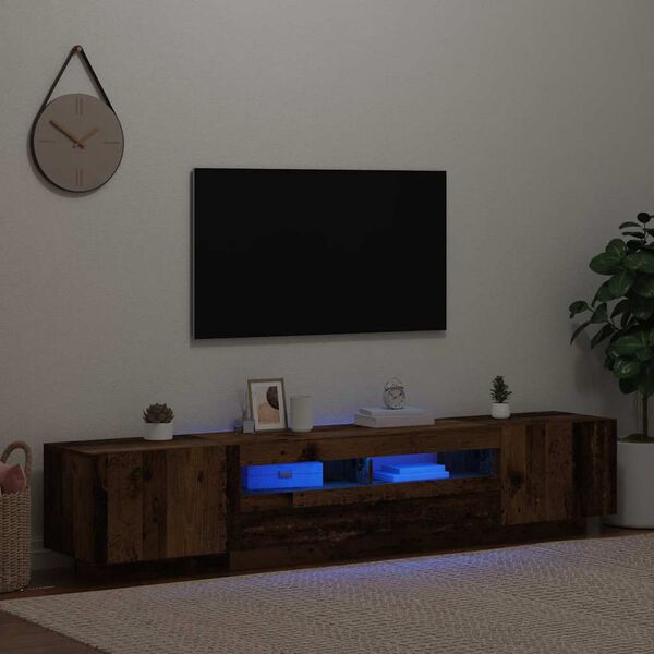 vidaXL antik fa színű szerelt fa TV-szekrény LED-ekkel 200x35x40 cm