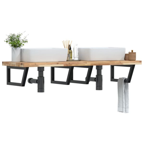 vidaXL ac&eacute;l &eacute;s t&ouml;m&ouml;r ak&aacute;cfa falra szerelhető mosd&oacute;polc